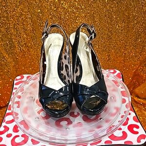 K Christian Siriano Black Lepoard heels
